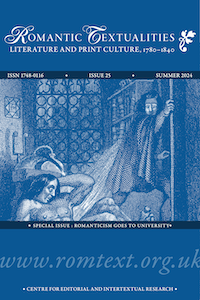 Romantic Textualities, Issue 25